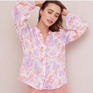 Bella Dahl Linen Floral Button-Up Blouse New with ripped tag